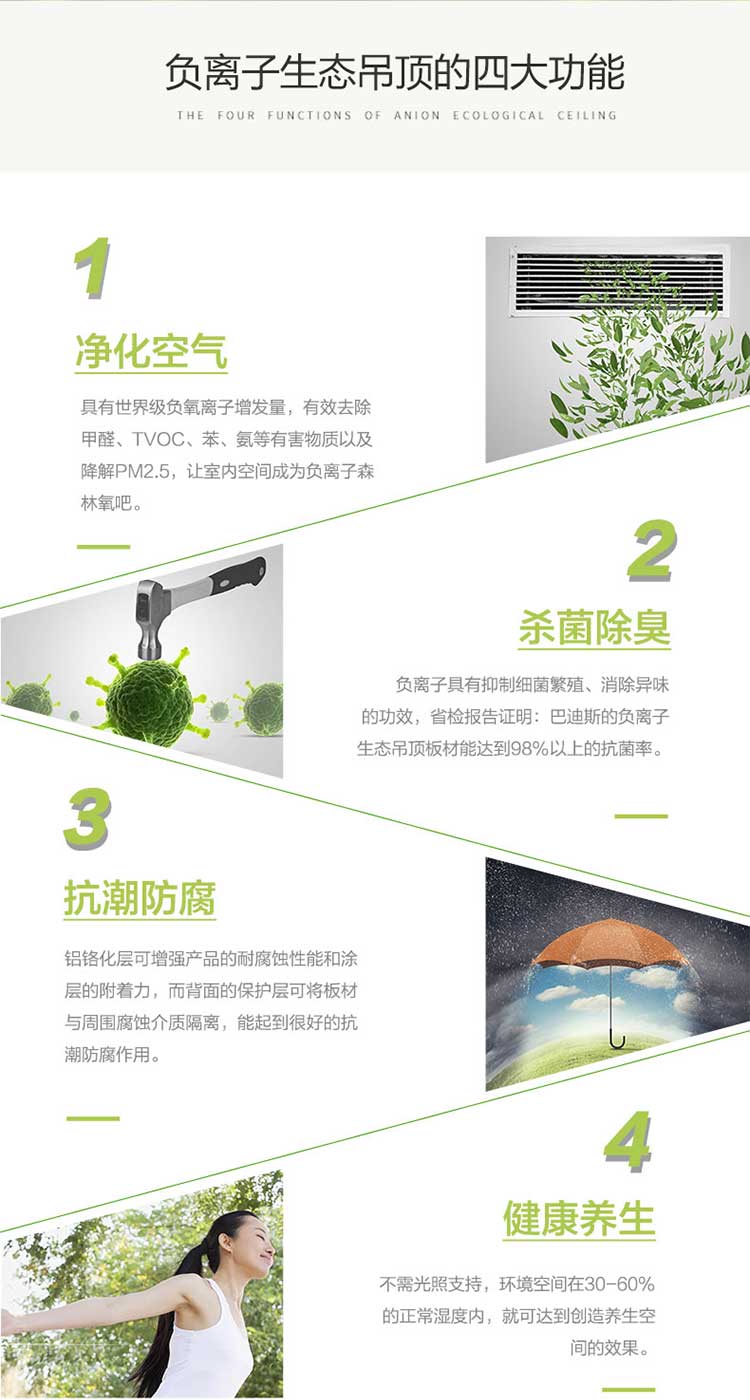 負離子生態吊頂四大功能