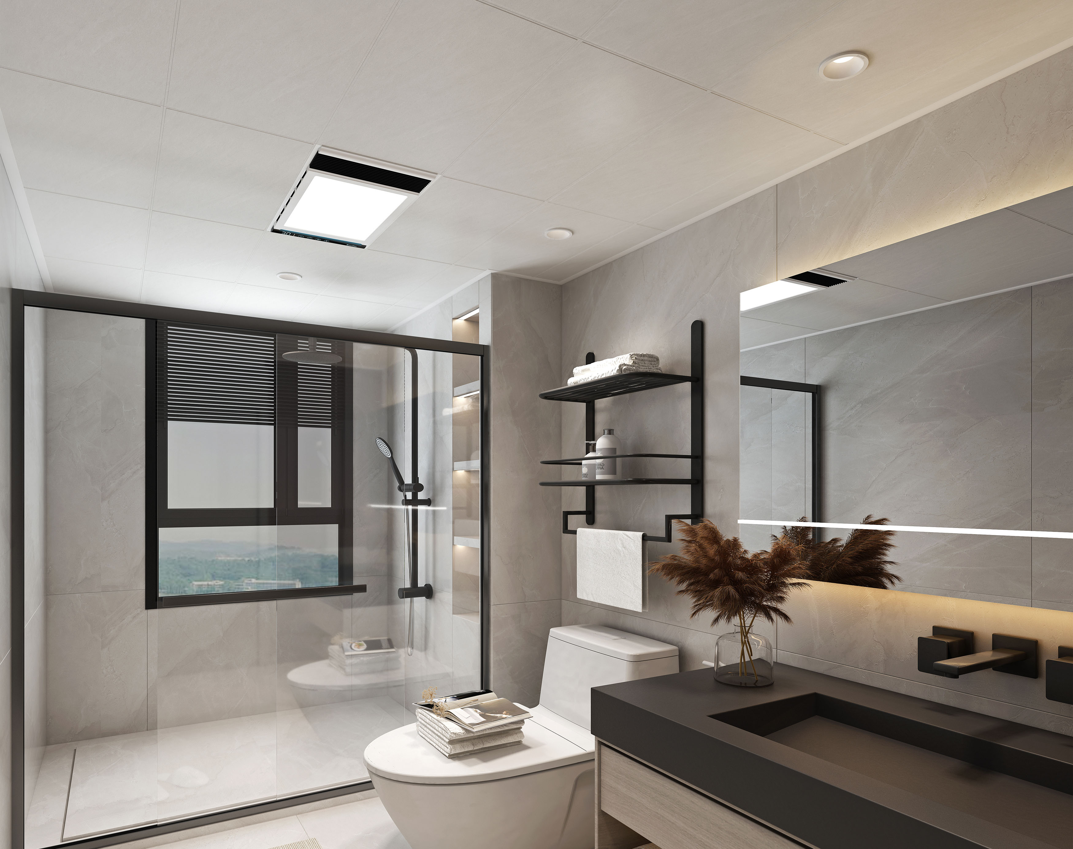 集成吊頂300系列（新渠道專供）瑪瑙灰-簡凸套框（300*600）效果圖